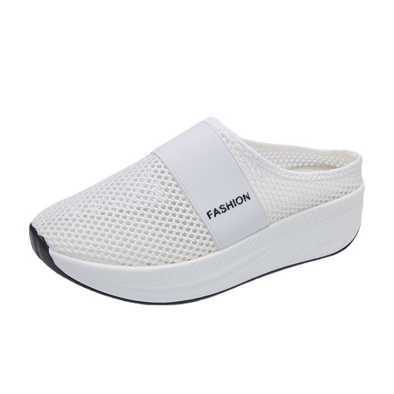 Plus Size Mesh Platform Slip-ons