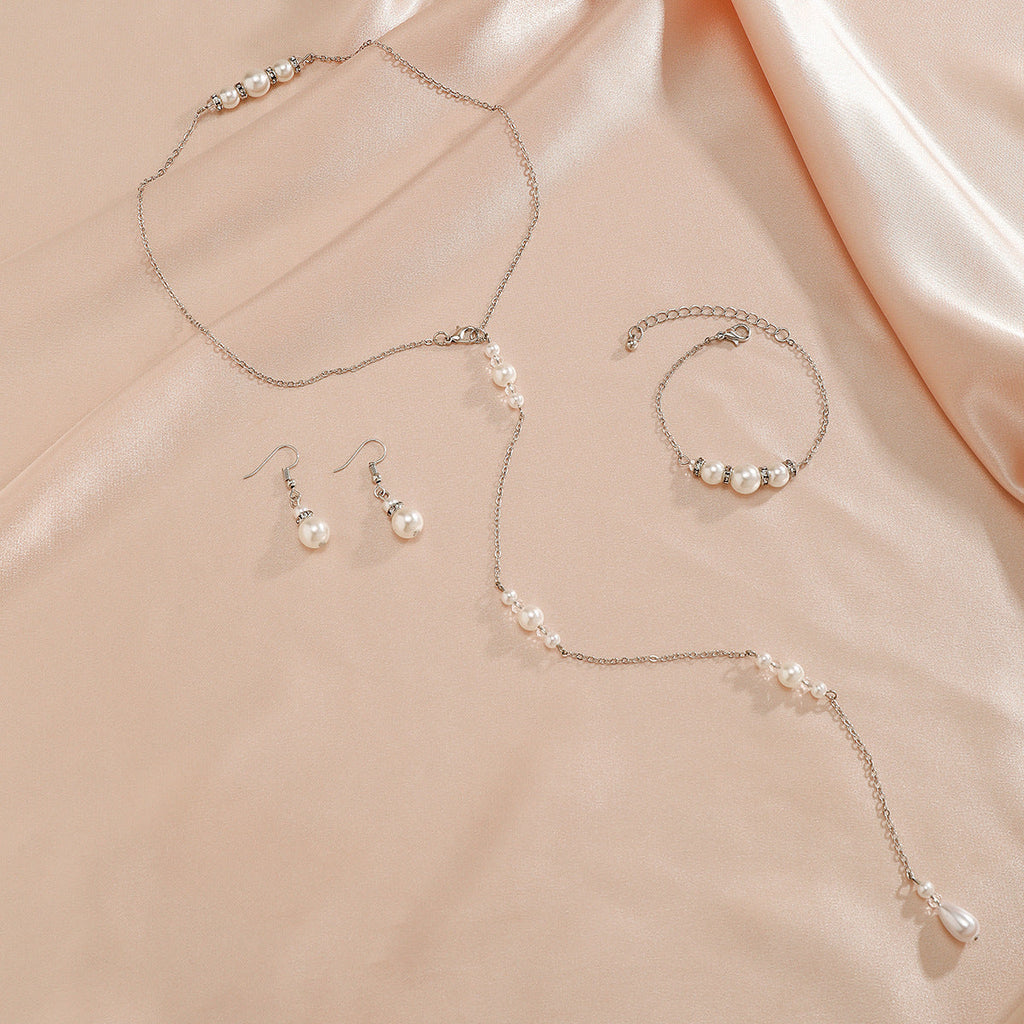 Women Simple Sexy Body Chain Back Chain Pearl Necklace