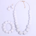 Chunky white geometric bead resin jewelry set