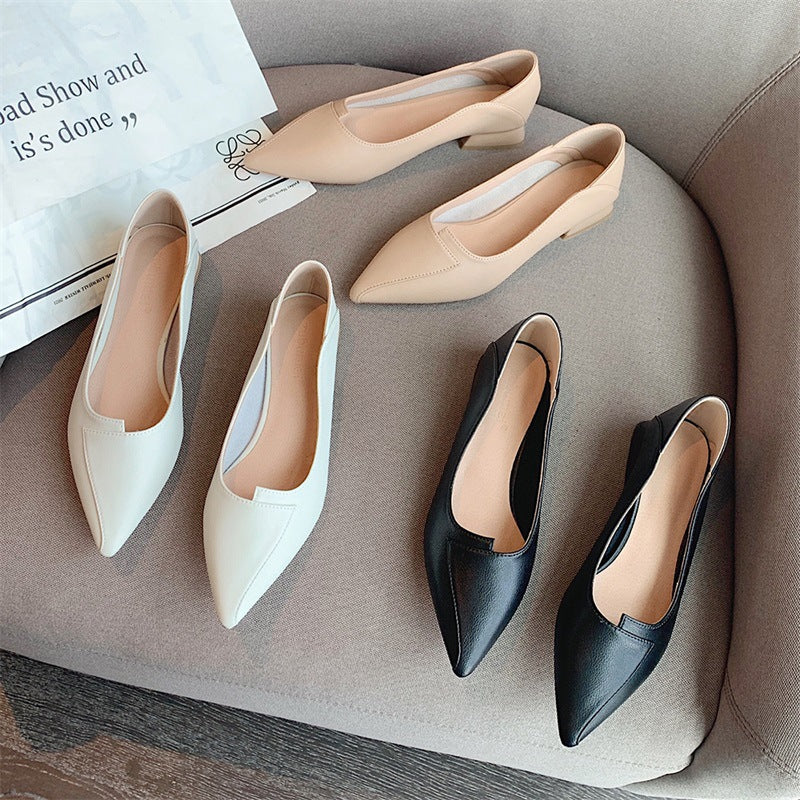 Pointed-toe Chunky Heel Two-Way Shoes