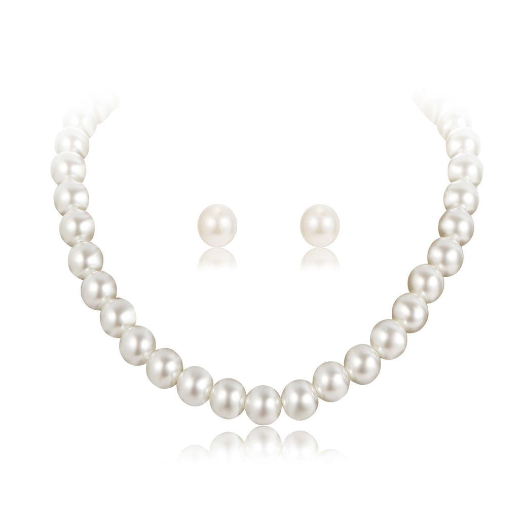 3 PCS Set Pearl Necklace Bracelet Earring Party Jewelry Set