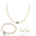 3 PCS Set Pearl Necklace Bracelet Earring Party Jewelry Set
