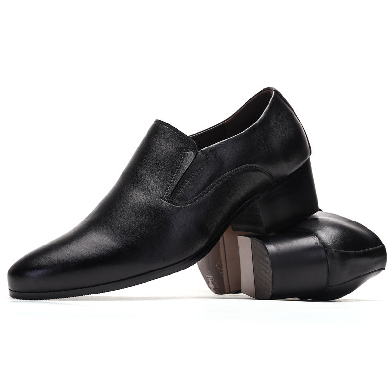 Men's High Heel Elevator Leather Shoes