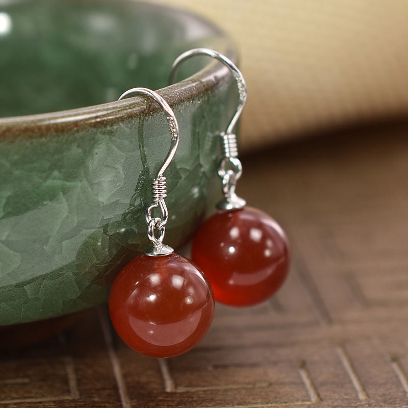 Nature Stone Black Agate Earring