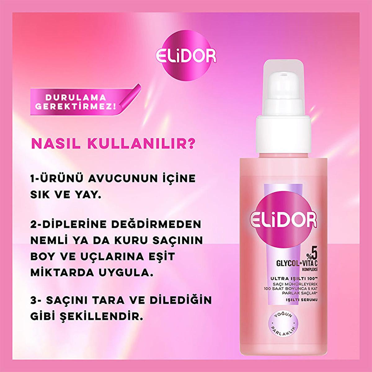 Elidor Ultra Shine 100 Shine Serum - Intense Shine Hair Serum for Dry, Damaged Hair - 3.04 fl oz