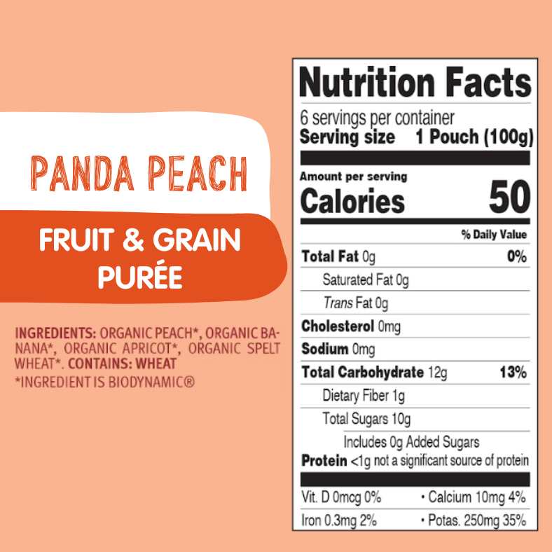 Holle Organic Panda Peach - Fruit & Grain Purée Pouches