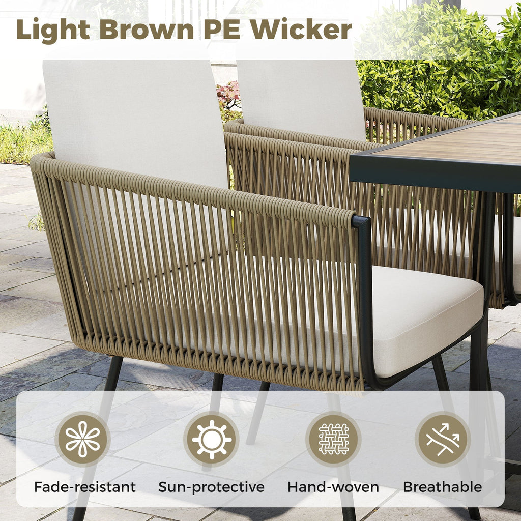 Patio Dining Chairs Set of 4 Bistro Well-Woven Rattan Chairs-White
