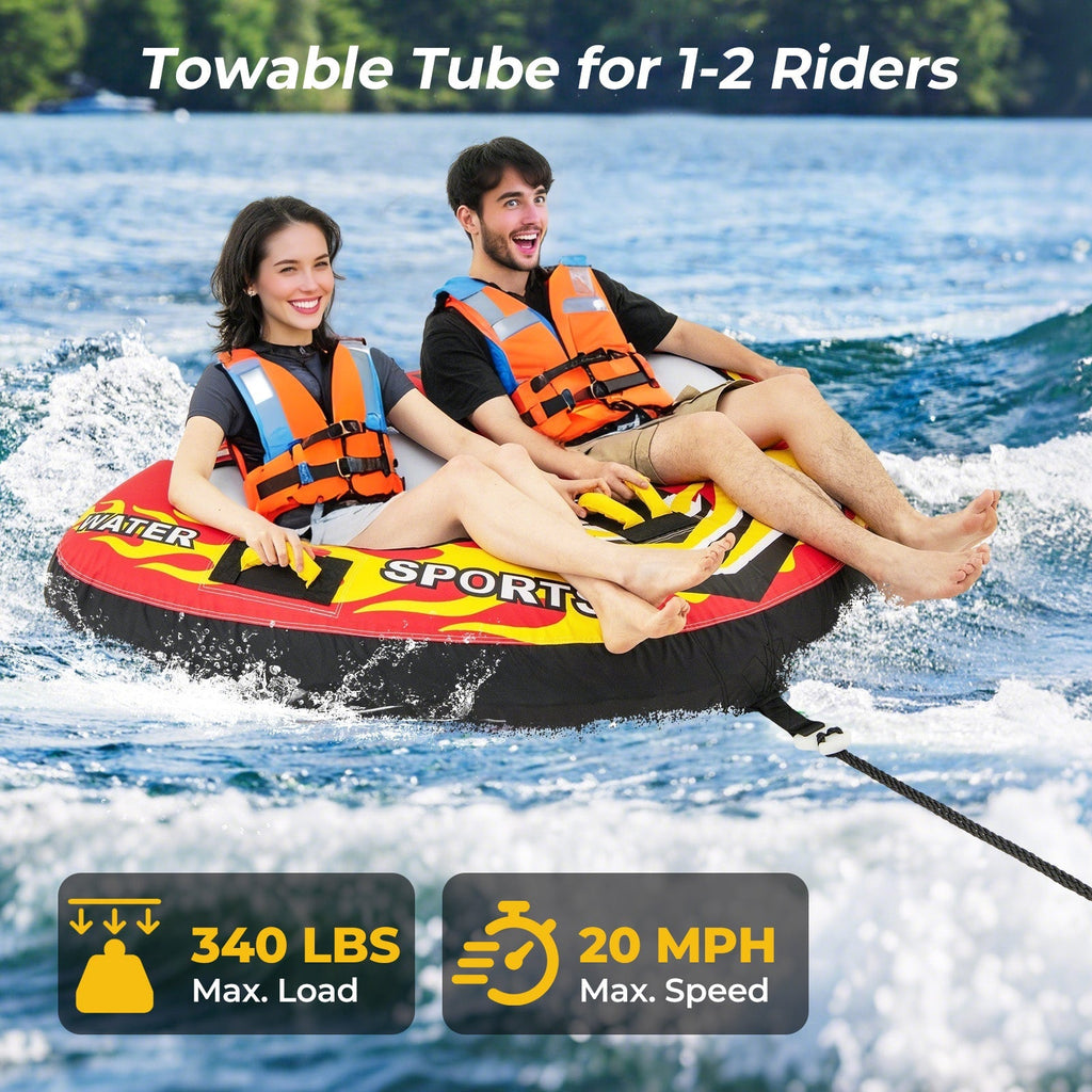 Towable Tube with Quick Connector and Drainage for Boating