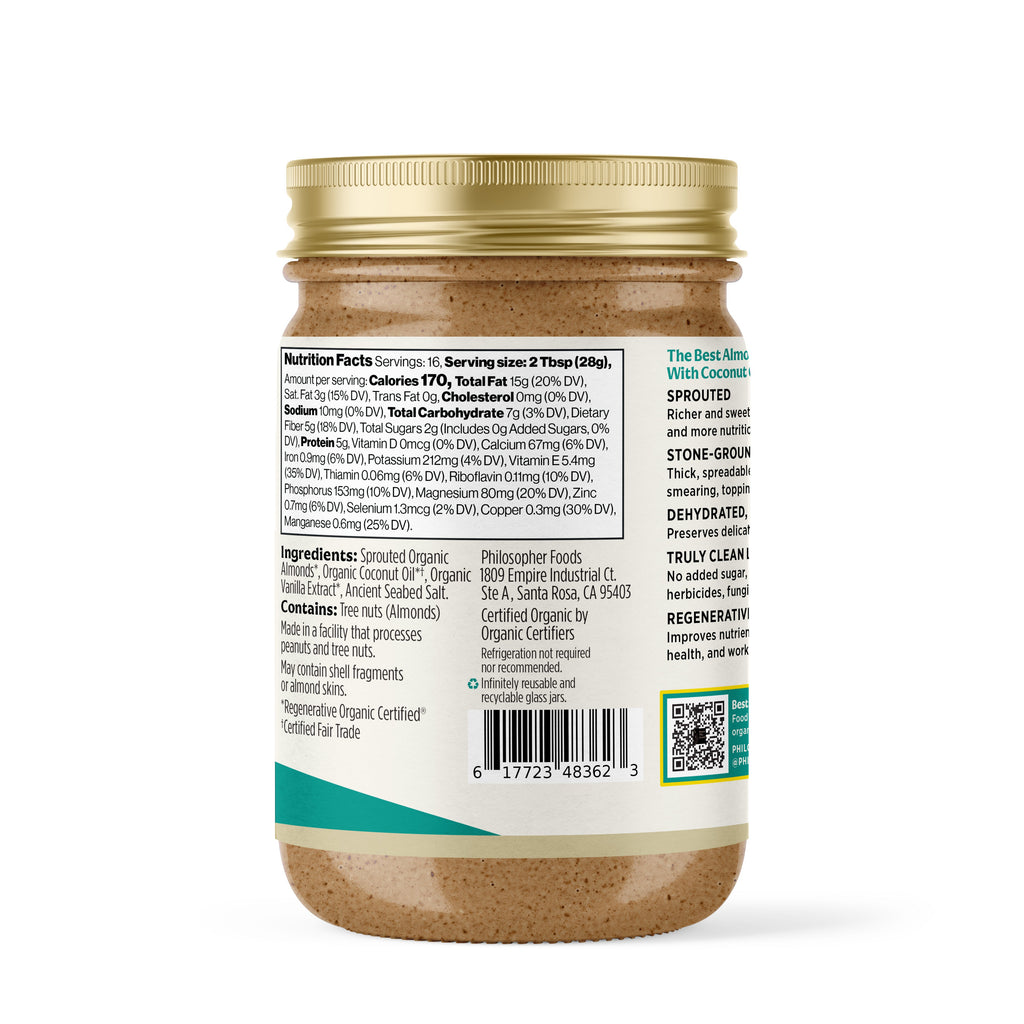 Super Crunchy Sprouted Almond Butter w/ Coconut Oil & Vanilla