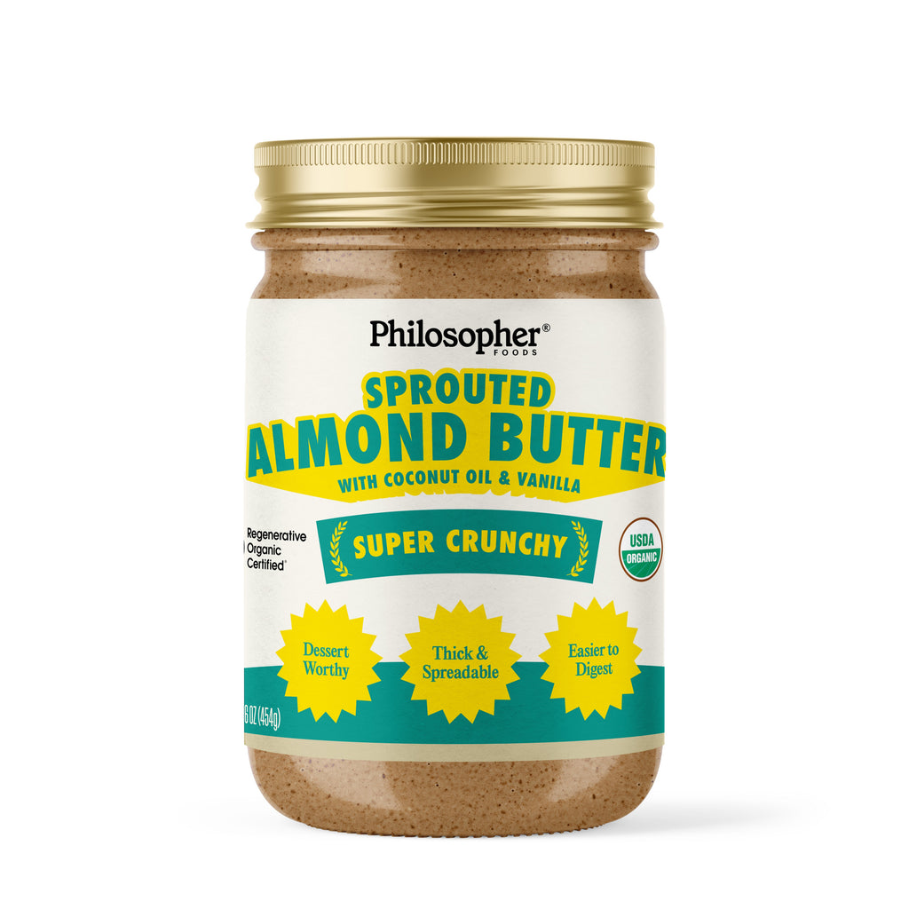 Super Crunchy Sprouted Almond Butter w/ Coconut Oil & Vanilla