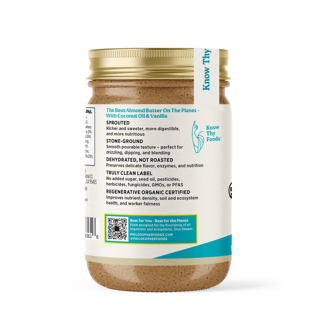 Silky Smooth Sprouted Almond Butter w/ Coconut Oil & Vanilla