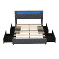 Full/Queen Size Bed Frame with Adjustable Storage Headboard and Wooden Slat Support