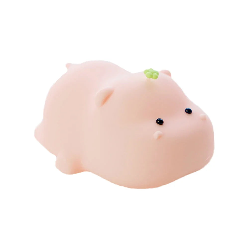 Pink Hippo Night Light Cute Silicone Night Light USB Charging Touch Timing Pat Lamp Desktop Decoration Children Night Lamp Gift