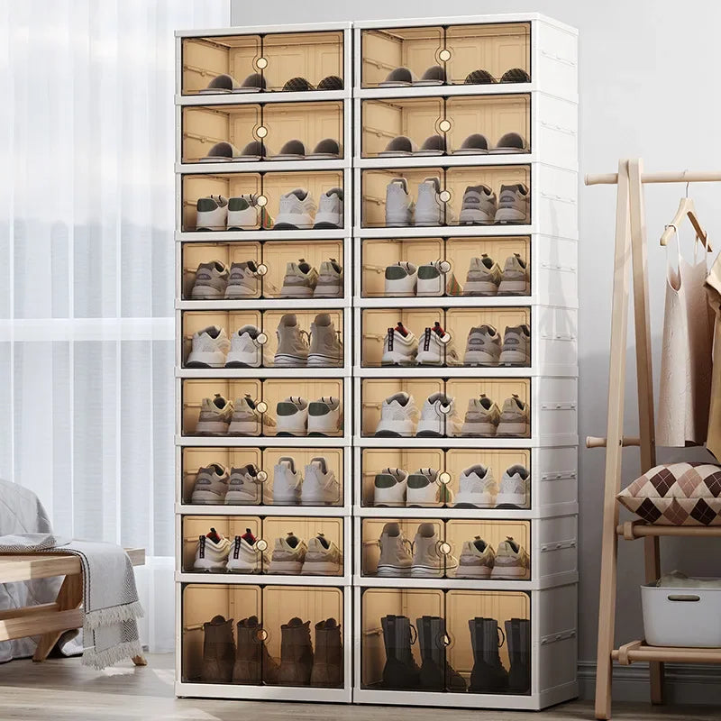 Home dust-proof shoe cabinet, no installation required, foldable transparent folding shoe box, large capacity shoe storage box