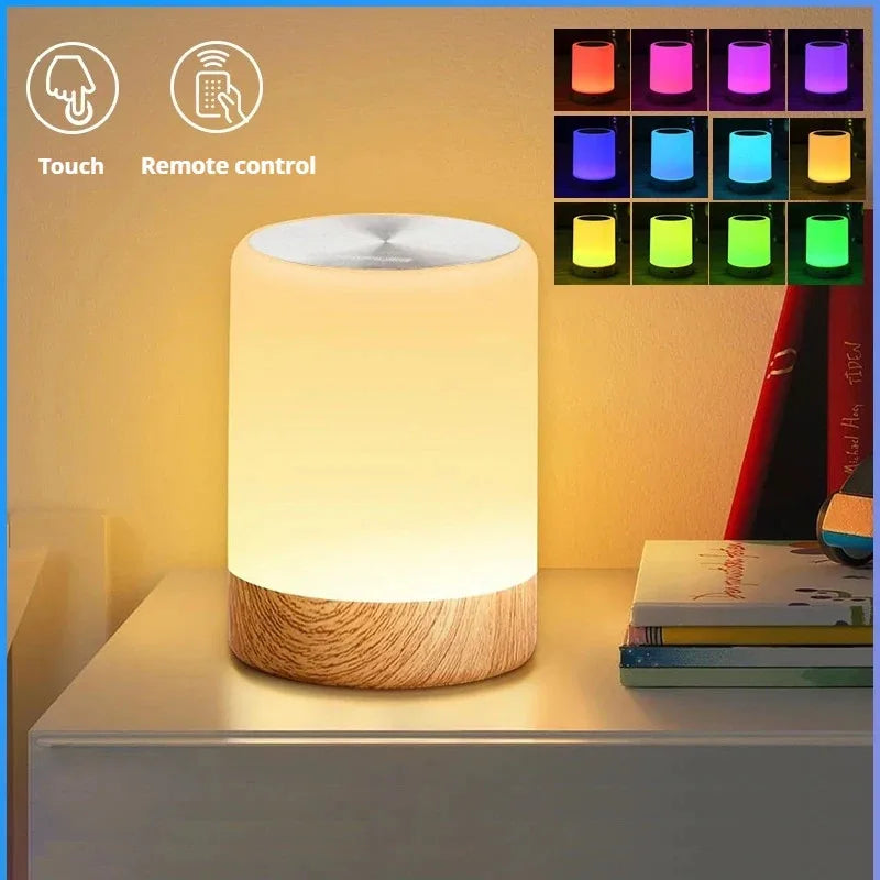Smart Touch Bedside Table Lamp RGB USB Rechargeable Night Light Desk Lamp Bedroom Decoration Kids Gift Dining Table Light