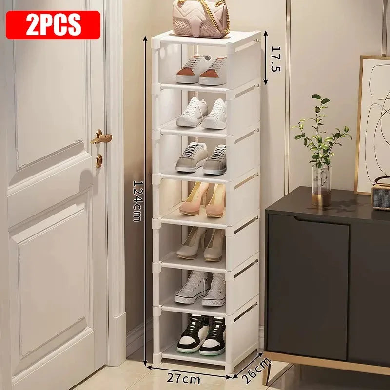 Stackable Shoe Rack Organizer Non-Woven Fabric Space Saving Entryway/Closet/Underbed Storage Home Organization Easy Assembly