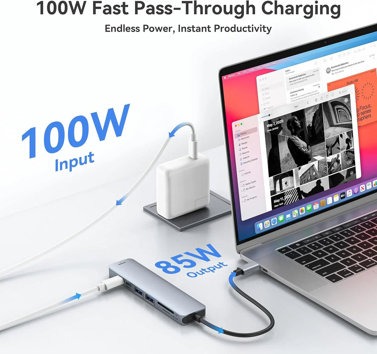 7 in 1 USB C Hub Adapter to 4K HDMI-Compatible SD TF Card Reader USB 3.0 2.0 Type C PD Charging for MacBook Pro Laptops