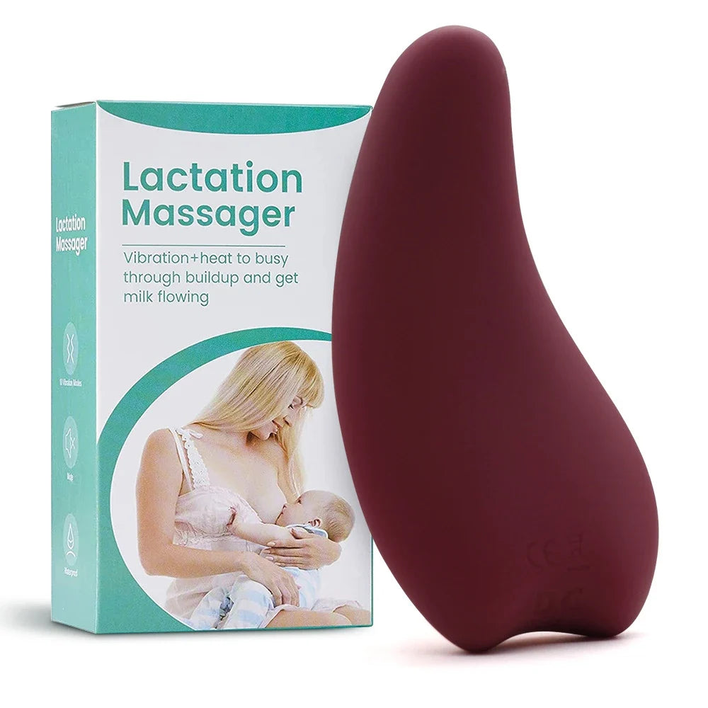 Warming Lactation Massager Soft Silicone Breast Massager for Breastfeeding Heat + Vibration for Clogged Ducts Improved