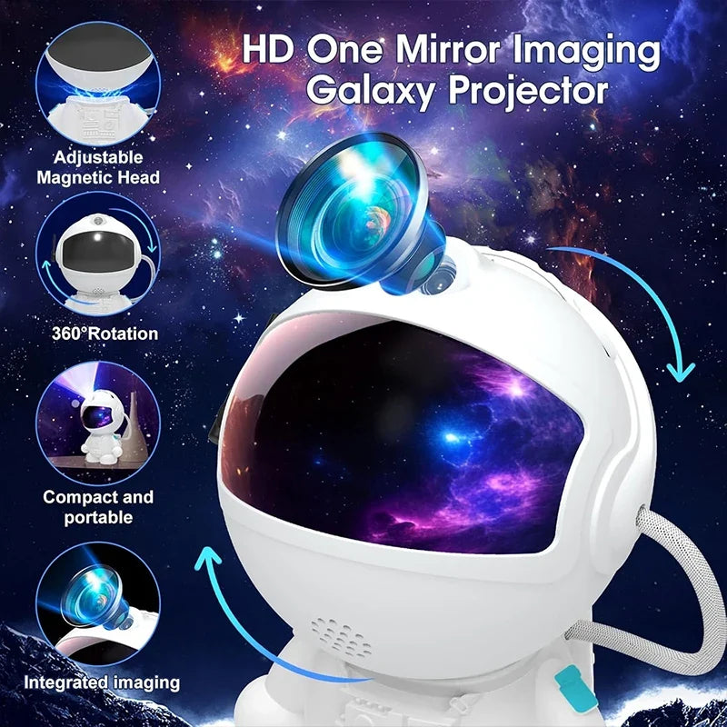 Space Galaxy Night Light Projector, Ultra-HD Astronaut Design, 12 Film Discs, LED Display with Adjustable Brightness