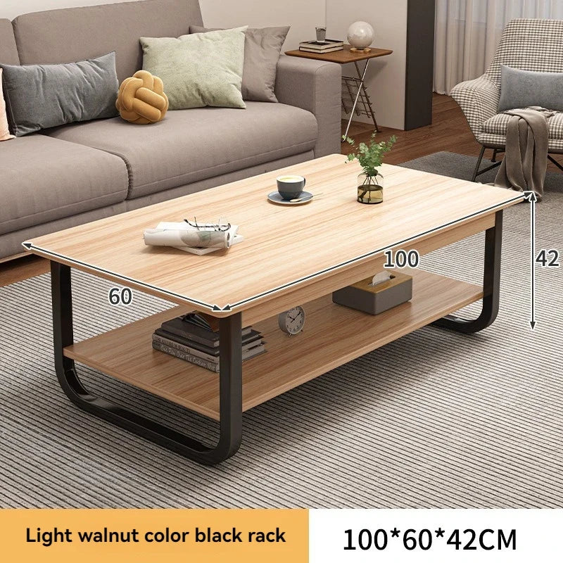 Modern minimalist coffee table, small apartment, living room, sofa, nearby balcony, tea table, rental room, rectangular tea tabl