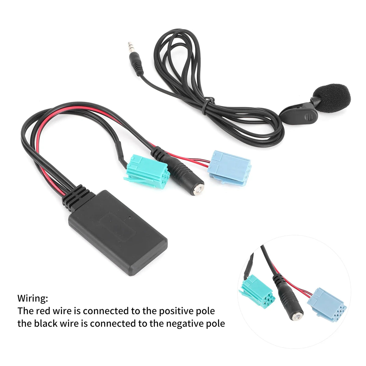 6Pin   Cable Car Stereo AUX‑IN Adapter with Microphone Fit for Clio/Espace/Megane