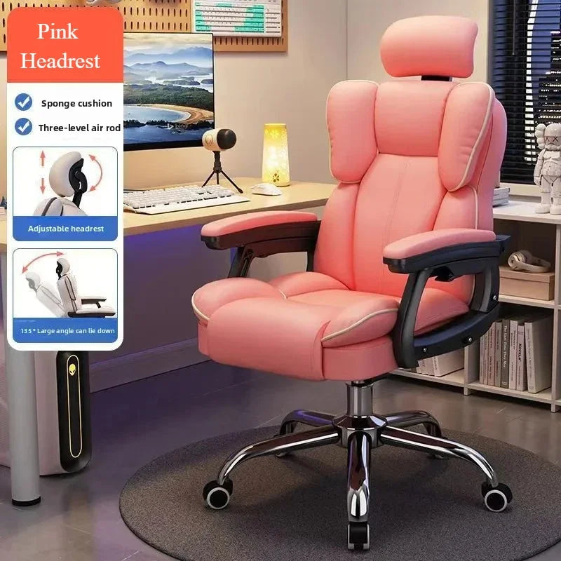 Computer Chair Reclining Comfortable Sedentary Gaming Chair Backrest Sofa Chair Desk Dormitory Live Study Swivel Chair Furniture