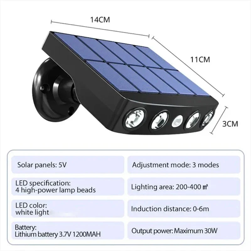 Powerful 4 LED Solar Security Lights Outdoor Decor Sensor Motion 3 Modes Street Waterproof Lamp Wall Night Work Light for Garden