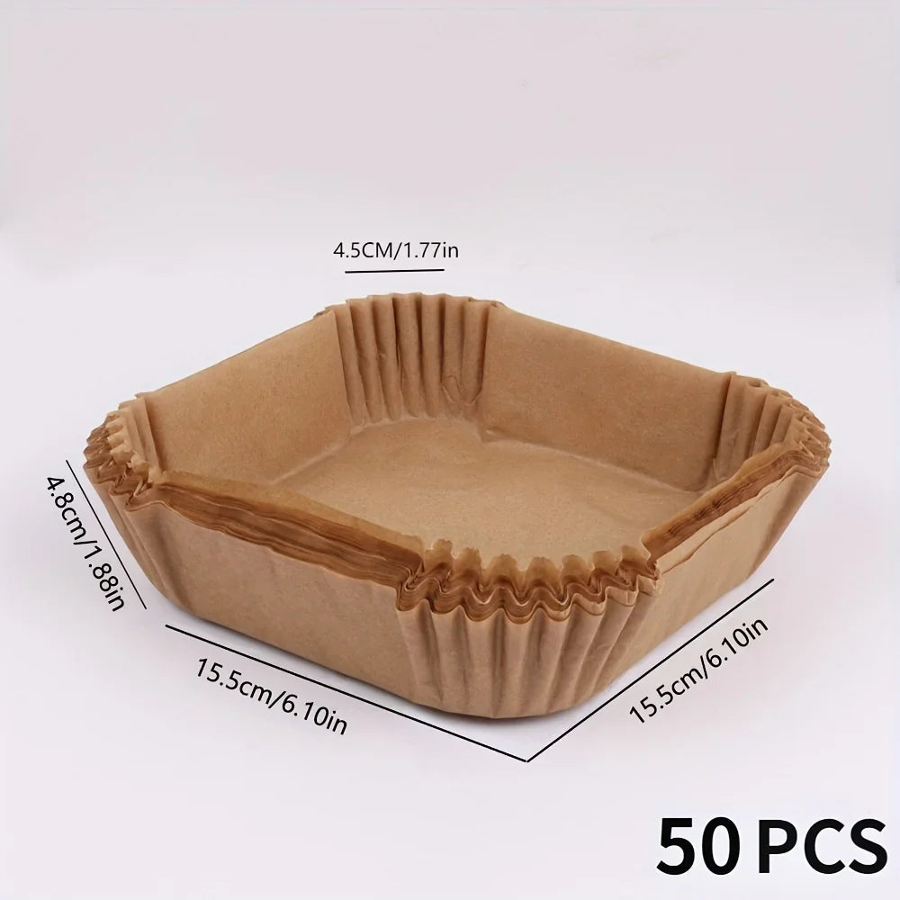 50 Packs of Non Stick Paper Lined with Air Fryer for Baking and Microwave Ovens Easy To Clean and Separate for Healthier Cooking
