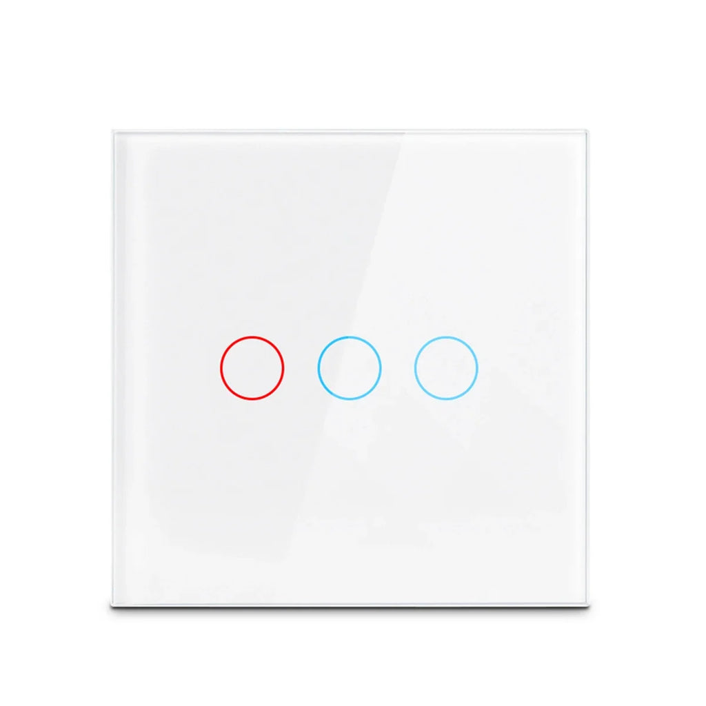 AC100-240 Touch Switch Power Led Panel Wall Light Switches Tempered Black White Crystal Glass 1/2/3 Gang Interruttore Switch