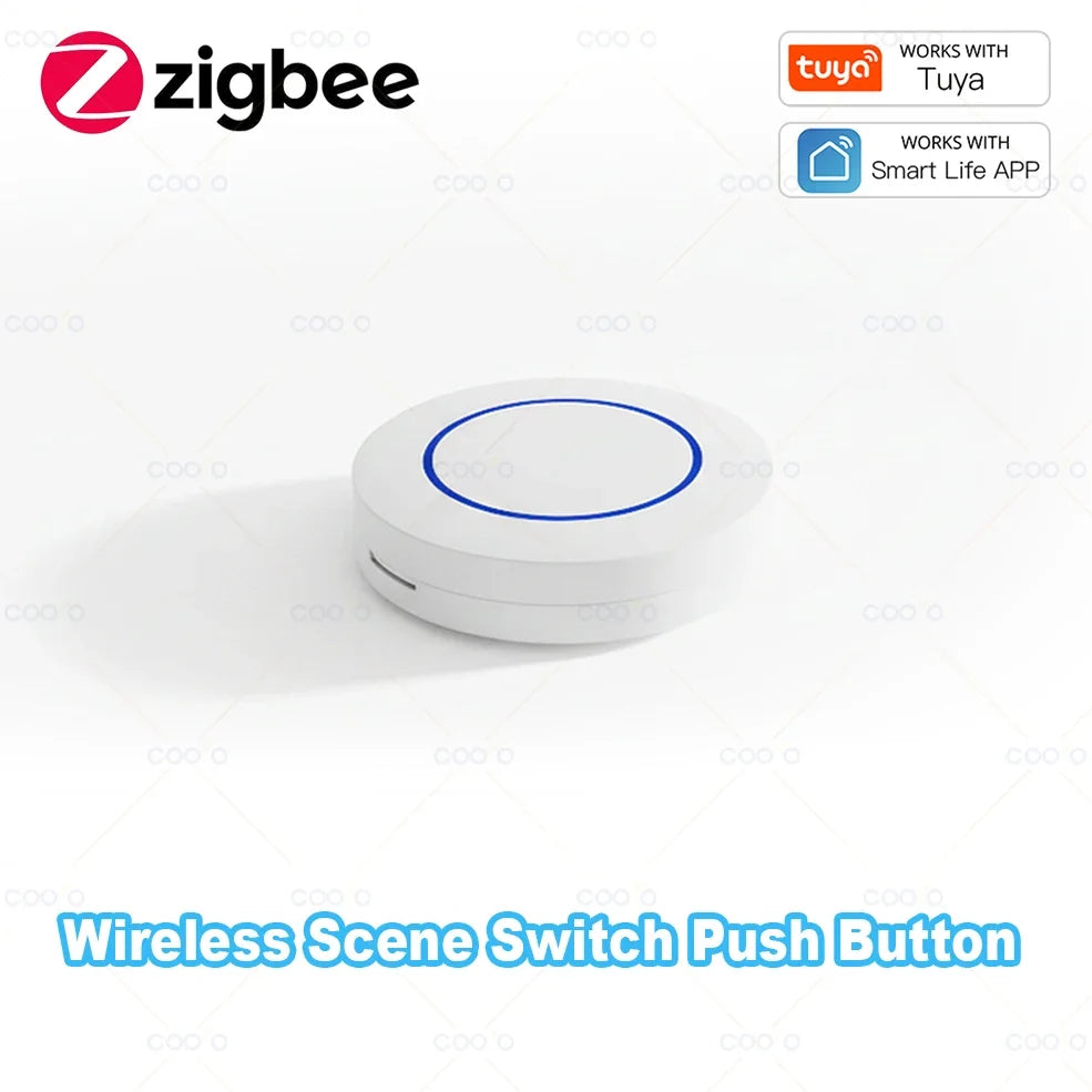 Tuya ZigBee Wireless Push Button Smart Scene Switch Controller Automation Scenario Linkage with Tuya devices Need Zigbee Gateway
