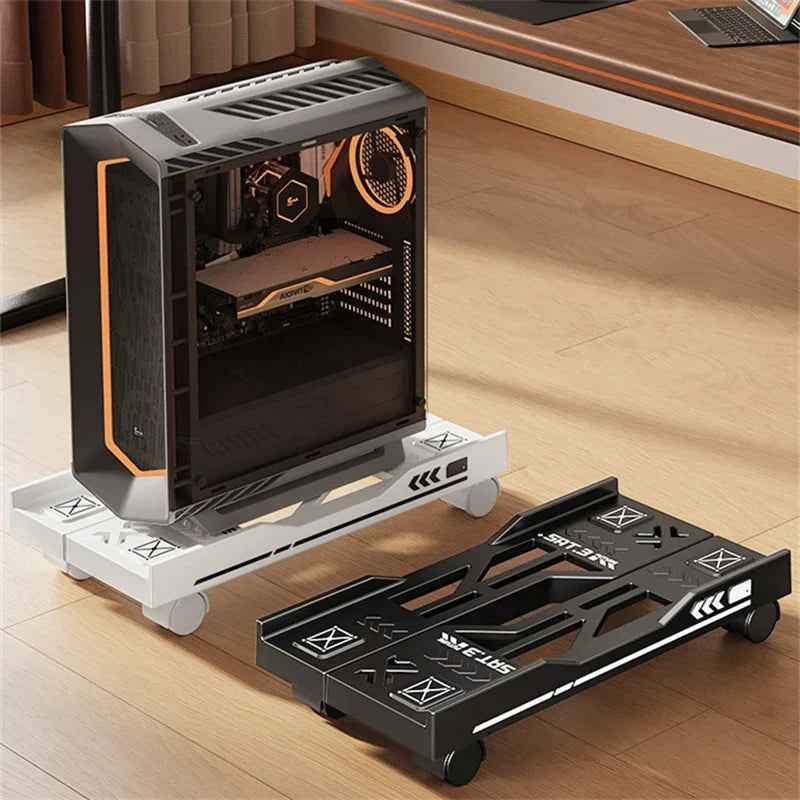 New CPU Stand Adjustable Bracket PC Holder Cart Mobile Computer Tower Stand with Rolling Caster Wheels Adjustable Desktop Stand