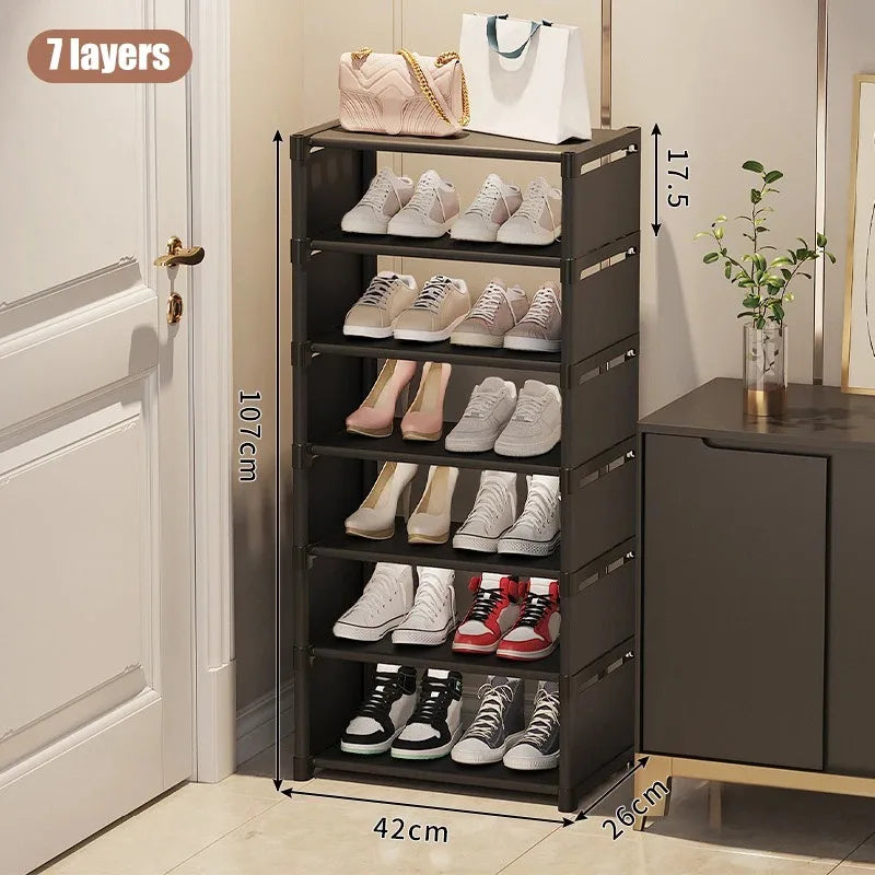 Stackable Shoe Rack Organizer Non-Woven Fabric Space Saving Entryway/Closet/Underbed Storage Home Organization Easy Assembly