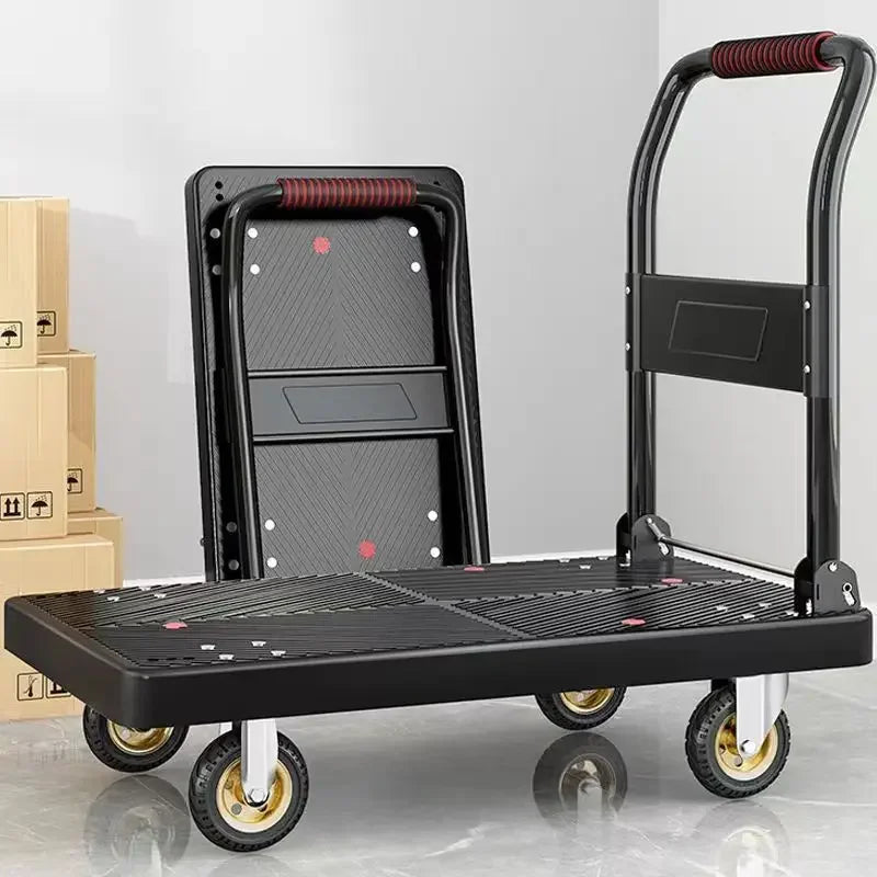 trolley pulling goods four-wheeled flatbed cart pushing goods truck folding trolley express trailer