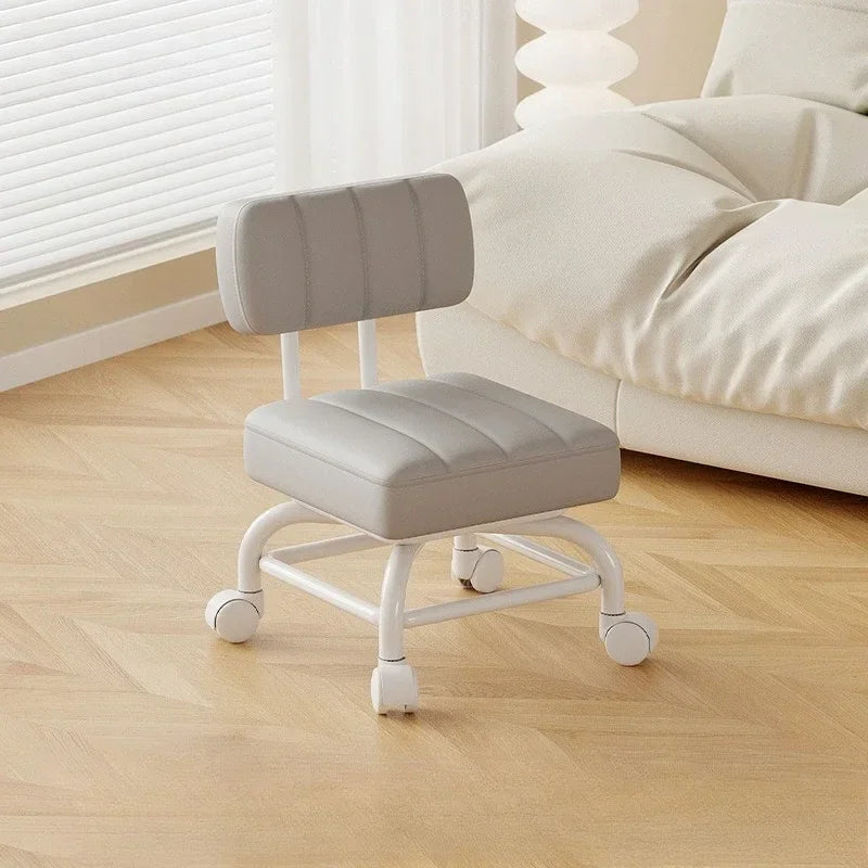 Small Stool Backrest Universal Wheel Soft Stool Children's Sofa Coffee Table Small Chair Pulley Low Stool Portable Stool