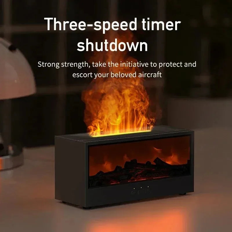 Simulated 3D flame aromatherapy machine, essential oil humidifier, color atmosphere lighting with remote control, holiday gift
