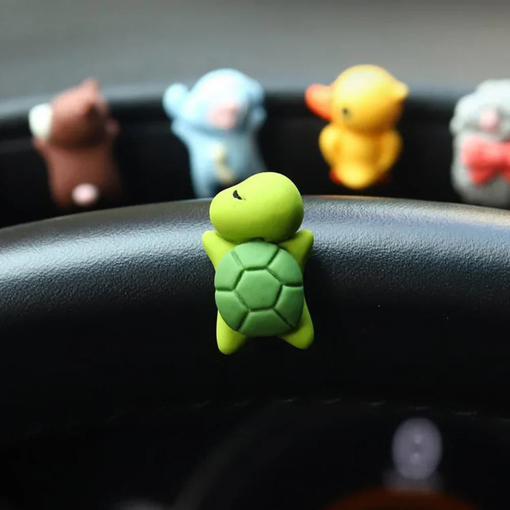 6/1pcs Cute Animal Ornament Car Center Console Display Screen Ornament Car Rearview Mirror Bike Little Turtle Cute Pendant Doll