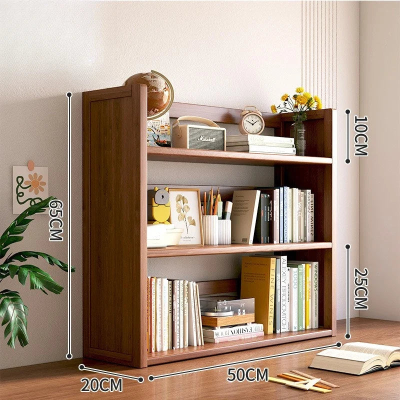 Simple desktop bookshelf dormitory multi-layer storage rack home student desk finishing shelf solid wood with extraction rack