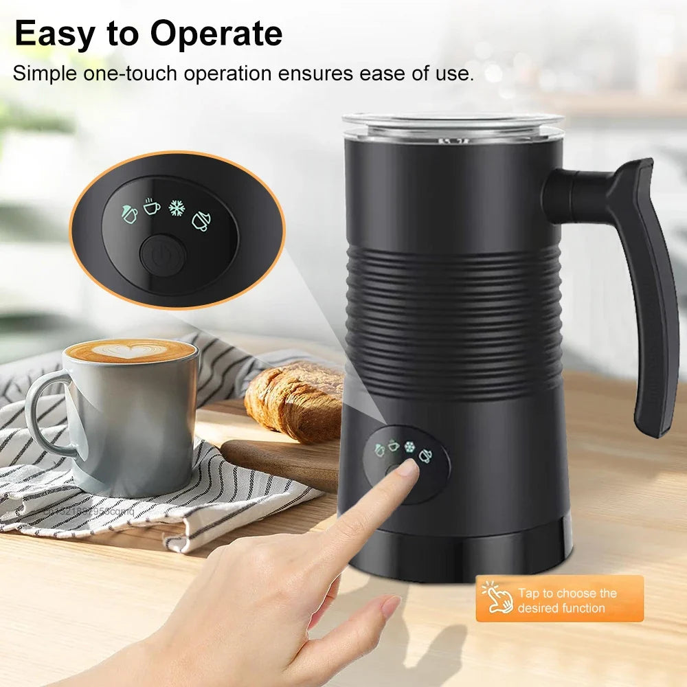 Electric Milk Frother Automatic Rotary Foamer for Coffee Cappuccino Latte 4 in 1 Hot and Cold Foam Maker Milk Frother Foamer