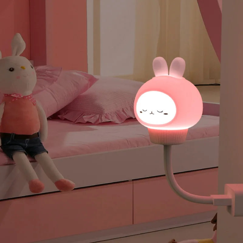 USB Night Light LED Cute Cartoon Night Lamp Bear Chick Kitten Remote Control for Baby Kid Bedroom Decoration Bedside Lamp