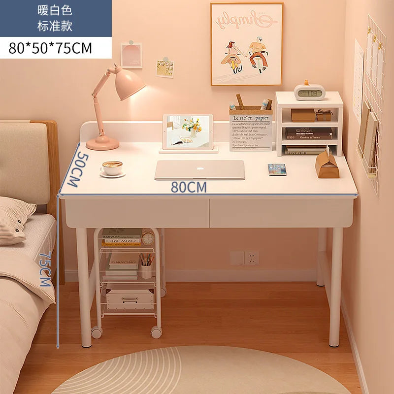 Modern Compact Computer Desk Small Study Desk Student Home Office Bedroom Makeup Desk Storage Drawer Space Saving Easy Assembly