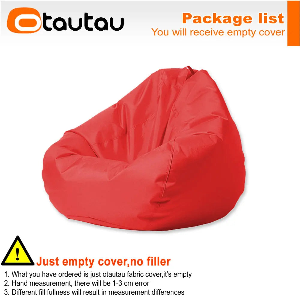 OTAUTAU Outdoor Waterproof Bean Bag Cover No Filler Garden Beach Swimming Pool Floating Beanbag Pouf Chair Oxford Kids Adults