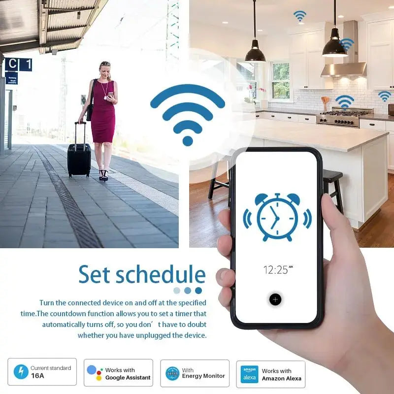 TUYA Smart Plug WiFi/Zigbee Socket EU 16A/20A With Power Monitor Timing Function Voice Control Works With Alexa GoogleHome