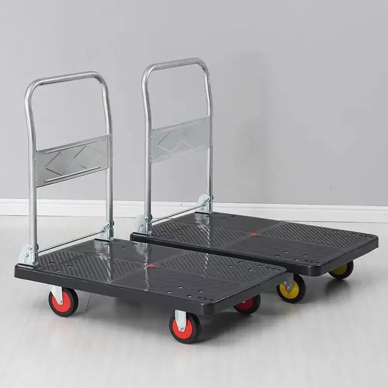 trolley pulling goods four-wheeled flatbed cart pushing goods truck folding trolley express trailer