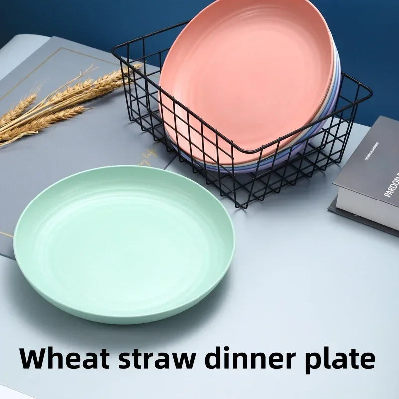 5 PCS Nordic Wheat Straw Plate Fruit Plate Vegetable Plate Plastic Bone Spitting Plate Dry Fruit Plate Tableware Large Plate
