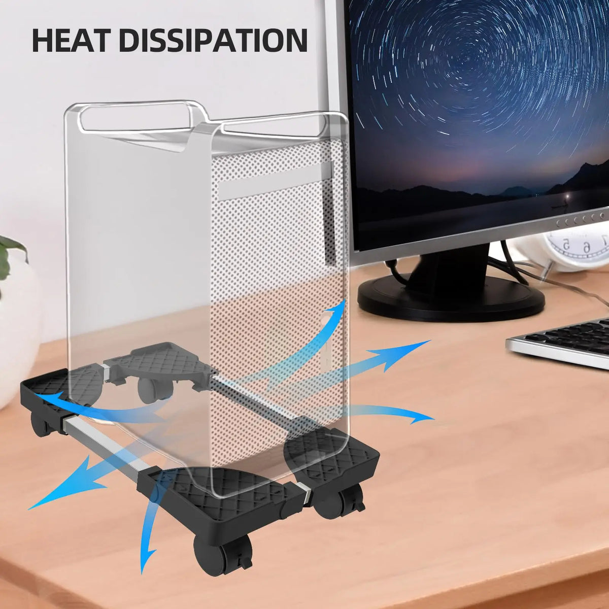 Computer Stand for Desktop Tower Fits Most PC Gaming Desk Accessories Pc Floor Riser Stand Adjustable Mobile CPU Stand