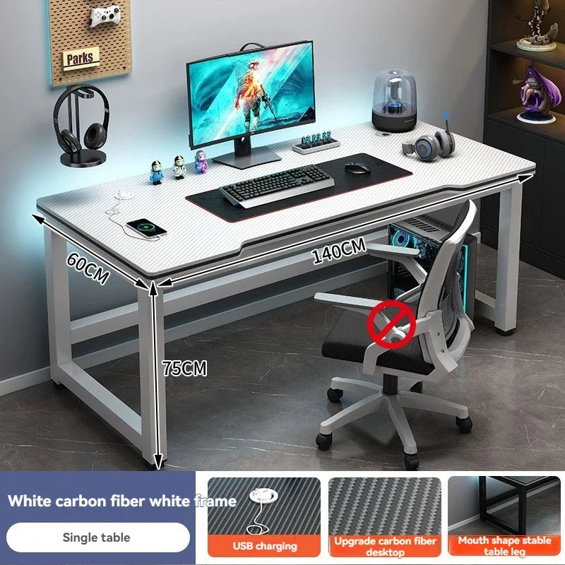 Computer desk, minimalist home gaming desk, small-sized carbon fiber patterned office desk, student study desk, bedroom desk