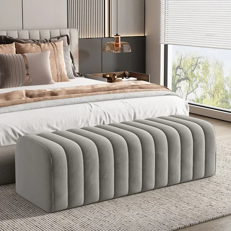 Bed end stool, bed bed, sofa, bedroom, simple long strip shoe changing stool, dressing room, design sense, sofa stool