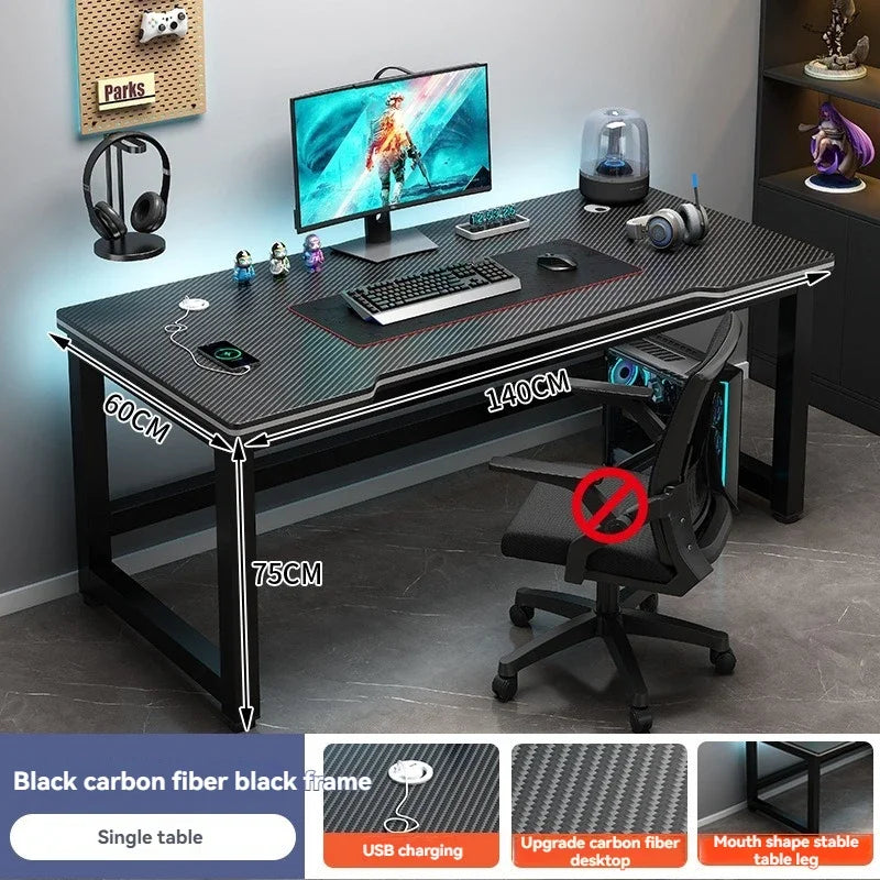Computer desk, minimalist home gaming desk, small-sized carbon fiber patterned office desk, student study desk, bedroom desk