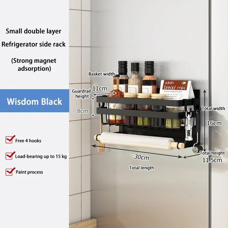 Magnetic Fridge Shelf Kitchen Paper Tube Cling Film Storage Rack Spice Storage Rack Storage Rack On The Side Of The Refrigerator