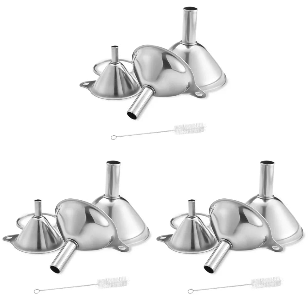 3 Piece Stainless Steel Funnels Set Multipurpose Kitchen Funnel Set for Transferring Liquid Dry Ingredients Powder